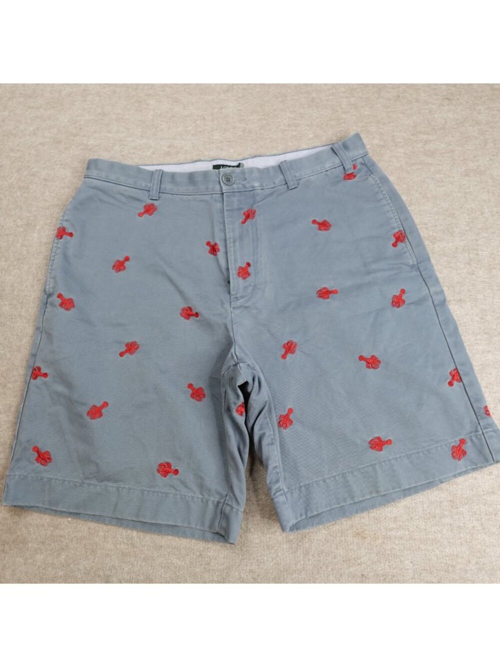 J.Crew Shorts 32 Blue Critter Lobster Embroidered 8" in Vintage